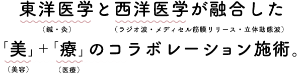 東洋医学と西洋医学が融合した「美」「療」のコラボレーション施術